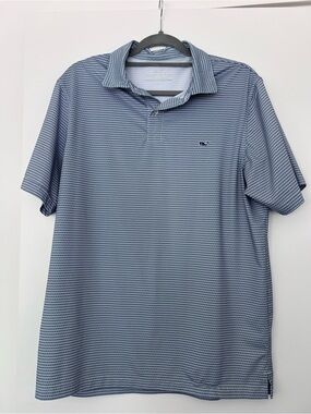 Men's Blue Patterned Short-Sleeve Polo Shirt